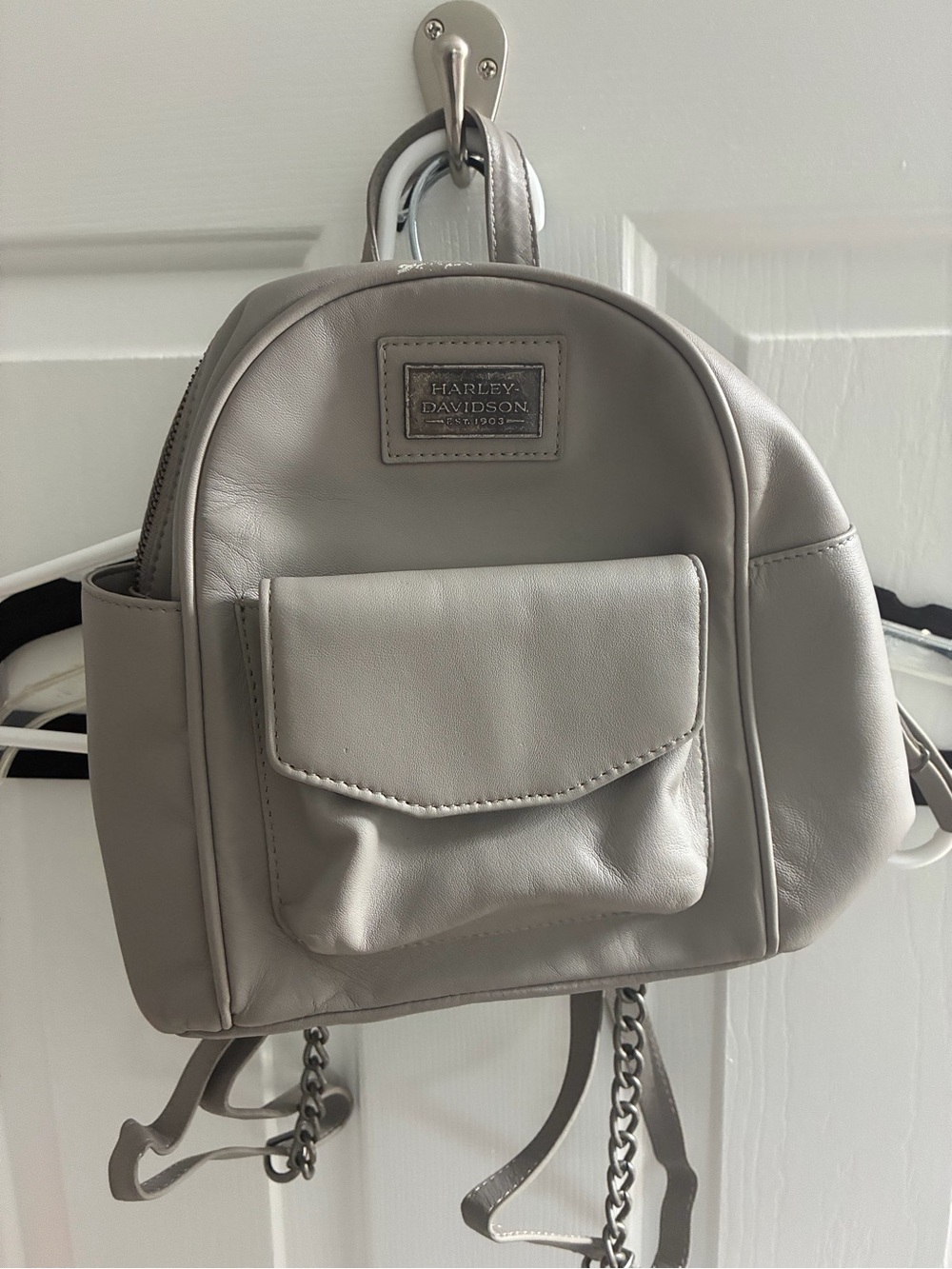 Harley-Davidson Women's Genuine Leather Mini Backpack - Light Grey / Dove Grey